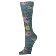 Celeste Stein Womens Compression Sock-Turquoise Lillies