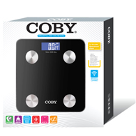 Coby CBS-G626 Wireless Glass Body Fat & Weight Scale-400 lb Capacity-Sleek Black