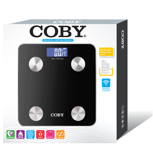 Coby CBS-G626 Wireless Glass Total Body Fat & Weight Bath Scale-400 lbs  Capacity-Sleek Black