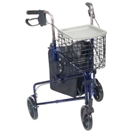 Drive Medical 3 Wheel Walker Rollator with Basket Tray and Pouch