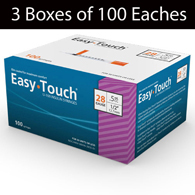 EasyTouch Insulin Syringes (3 Boxes of 100) 28 G-0.5 cc-1/2"-MHC 828555 