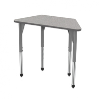 31"x20" Premier Trapezoid Desk-Gray Nebula Top w/ Black Edges & Adjustable Legs
